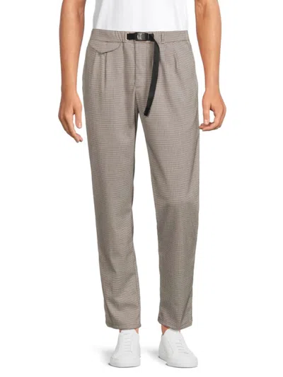 White Sand Men's Herringbone Pleated Slim-fit Pants