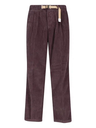 White Sand Men's Pleated Drawstring Trousers In Burgundy