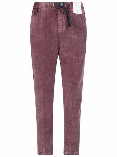 White Sand Belted Corduroy Trousers In Pink
