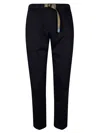 White Sand Elastic-waistband Buckle-closure Trousers In Blue