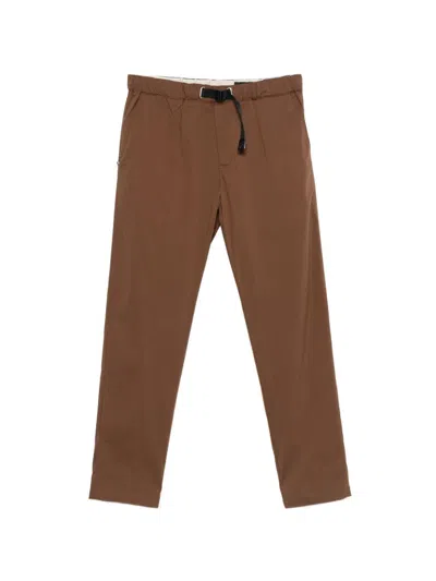 White Sand Pantaloni In Cotone Marrone Con Cintura Nera  In Brown