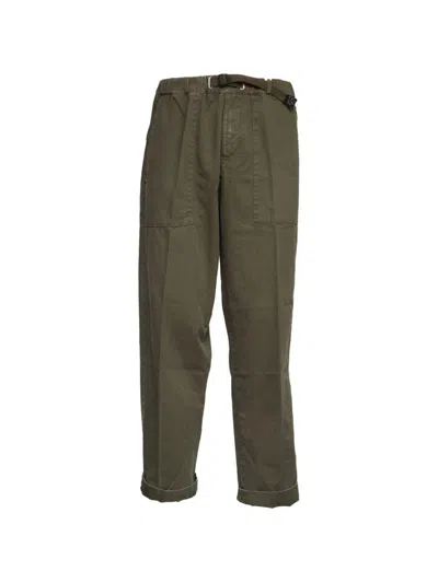 White Sand Pantaloni In Cotone Verde Con Cintura E Tasche  In Green