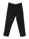 White Sand Straight-leg Tailored Trousers With Classic Waistband In Black