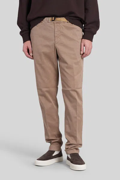 White Sand Belt-fastening Pleated Trousers In Neutral