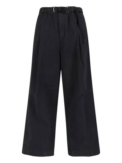 White Sand Pants With Belt In Black