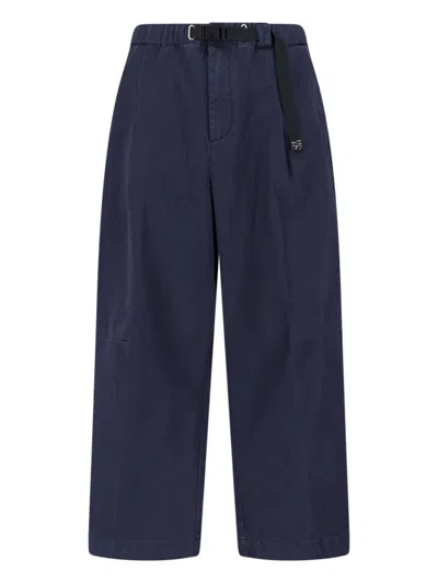 White Sand Pants With Belt In Blue
