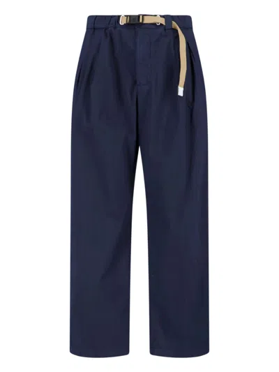 White Sand Pants With Belt In Blue