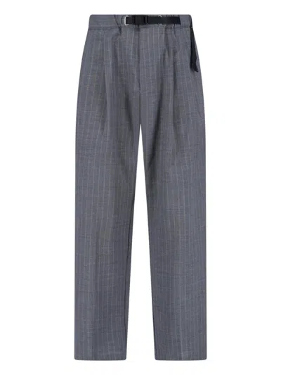 White Sand Pants With Belt In Brown