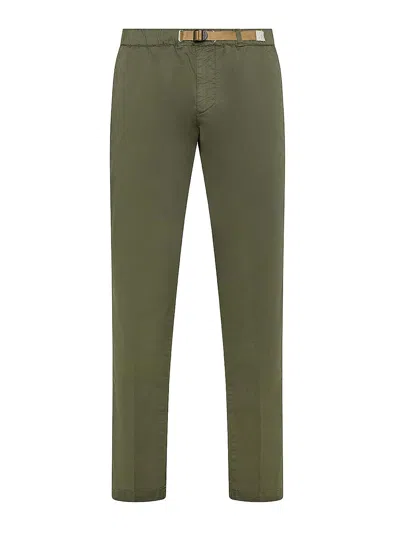 White Sand Pants With Belt In Green