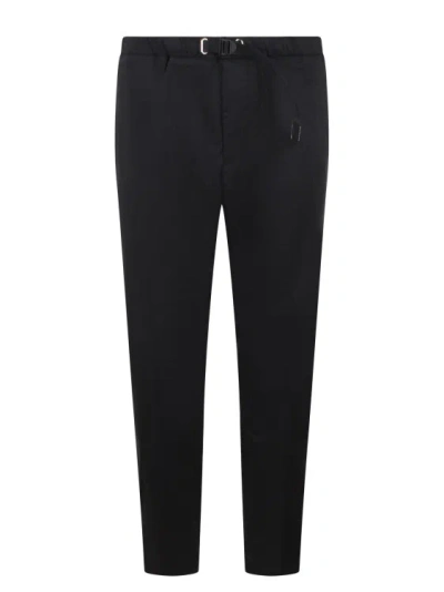 White Sand Parachute Canvas Stretch Trousers In Black