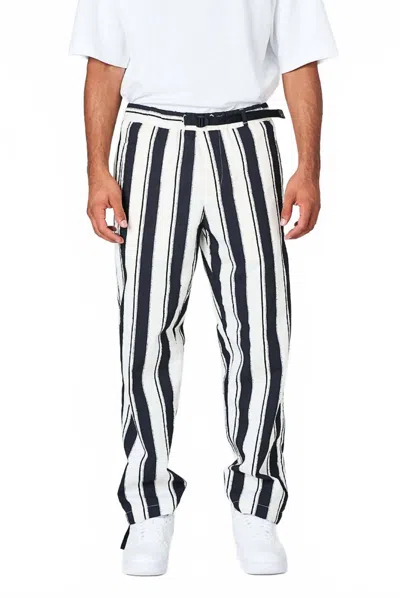 White Sand Parachute Canvas Stripe Pant In Black/white In Multi