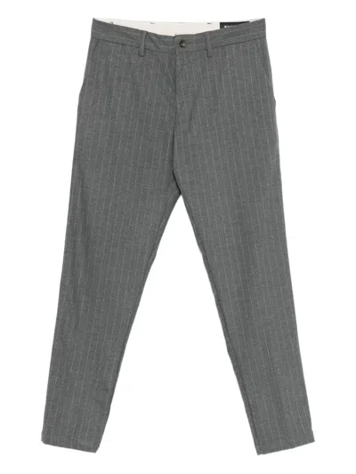 White Sand Pinstripe Trousers In Gray
