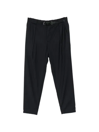 White Sand Pinstripe-pattern Pleated Trousers In Blue
