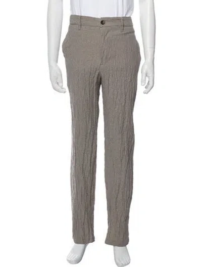 Pre-owned White Sand Plaid Print Pants In Grey