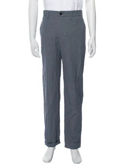 Pre-owned White Sand Plaid Print Pants W/ Tags In Blue
