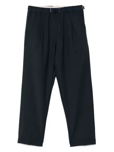 White Sand Pleat-detailed Trousers In Blue