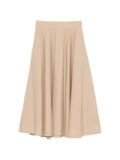White Sand Pleated Elasticated-waistband Midi Skirt In Neutral