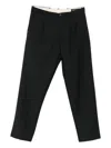 White Sand Straight-leg Tailored Trousers With Classic Waistband In Black
