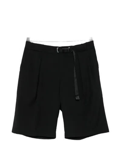 White Sand Pleated Shorts In Black