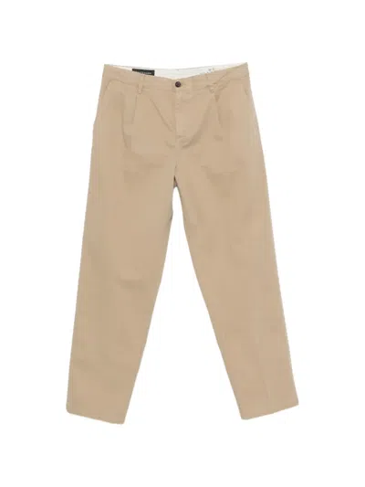 White Sand Pleated Trousers In Brown