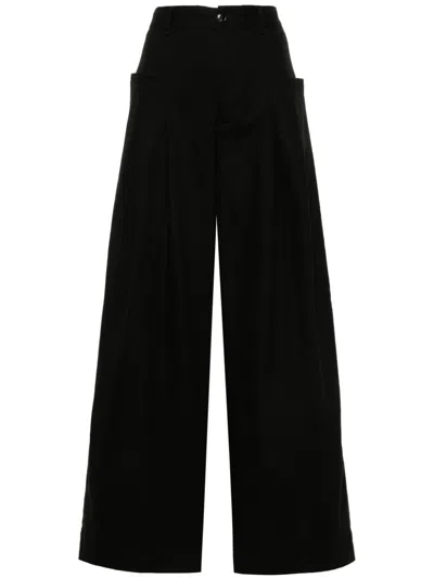 White Sand Pleated Trousers In Black