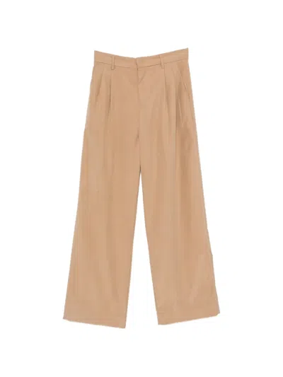 White Sand Pleated Wide-leg Trousers In Multi