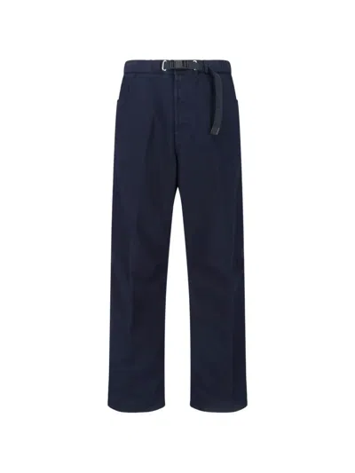 White Sand Pocket Belt Trousers In Blue