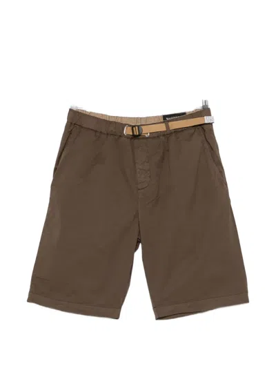 White Sand Pocket Belted Shorts In Brown