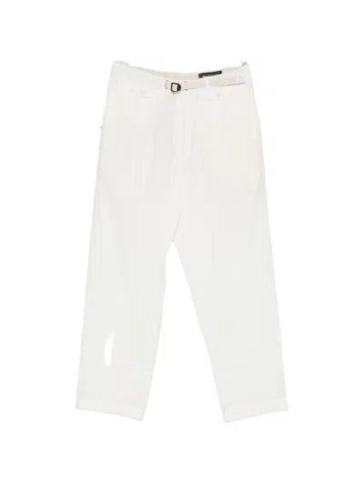 White Sand Pocket Belted Trousers In White