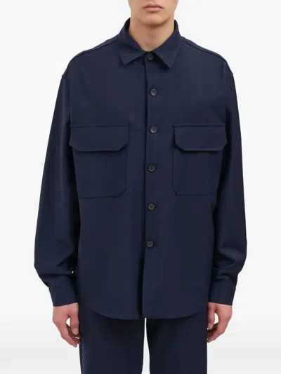 White Sand Pocket Overshirt In Blue