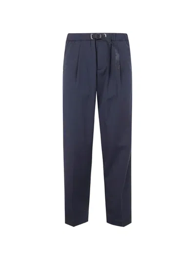 White Sand Pocket Pleated Trousers In Blue