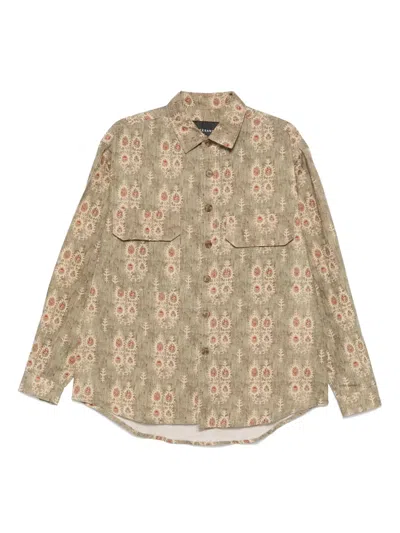 White Sand Printed Shirt In Green