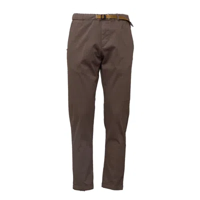 White Sand Regular Fit Adjustable Gabardine Pants In Brown