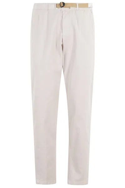 White Sand Relaxed Fit Beige Cotton-elastane Pants With Adjustable Interior Belt