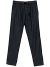 White Sand Trousers In Blue Denim Cotton With Belt