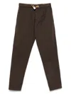 White Sand Brown Trousers In Cotton With Beige Belt