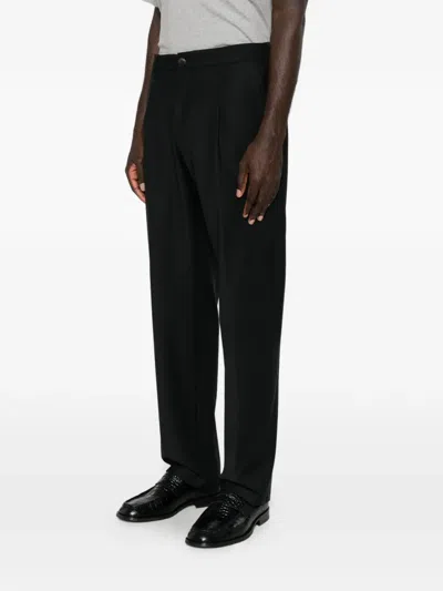 White Sand Sammy Pleated Straight-leg Trousers In Black