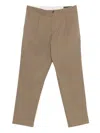 White Sand Sammy Pleated Twill Trousers In Brown