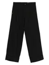 White Sand Cuffed Button-closure Trousers In Black