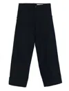 White Sand Cuffed Button-closure Trousers In Blue