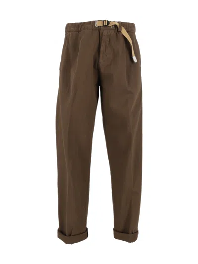 White Sand Selvedge Adjustable-belt Relaxed-fit Straight-leg Pants In Brown