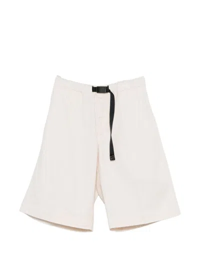 White Sand Shorts In Cotone Bianco Con Cintura Nera