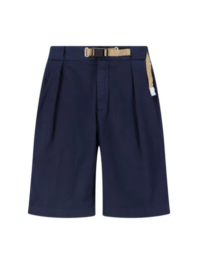 White Sand Shorts With Belt In Blue