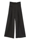 White Sand Silk Blend Flared Trousers In Black