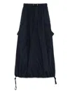 White Sand Navy Blue Cotton Maxi Skirt