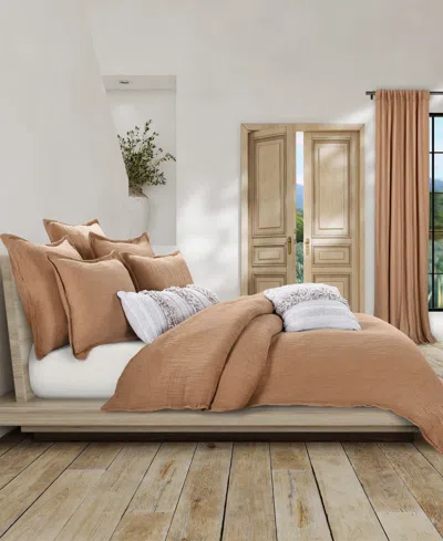 White Sand South Seas Cotton Duvet Cover, Full/queen In Terracotta