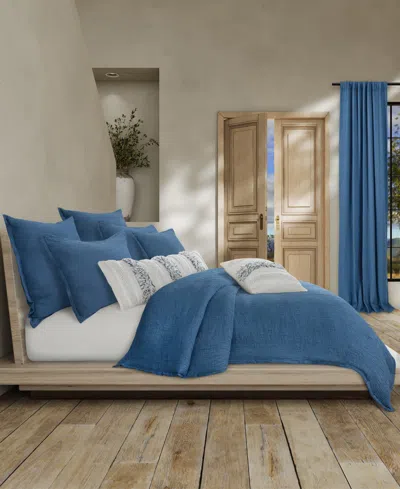 White Sand South Seas Cotton Duvet Cover, King/california King In Dusk Blue
