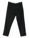 White Sand Straight-leg Tailored Trousers With Classic Waistband In Black