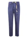 White Sand Drawstring-buckle Welt-pocket Trousers In Blue