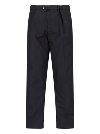 White Sand Straight-leg Belted Trousers In Black